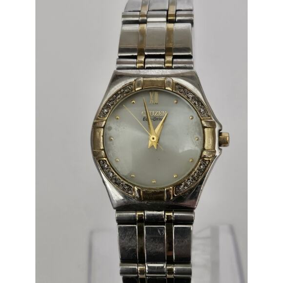 Ladies Citizen Eco-Drive 16 Genuine Diamonds E030-H26547 Watch Runs Well Solar - Picture 1 of 8